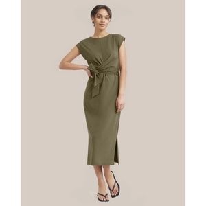 Modern Citizen Cassandra Tie Front Wrap Olive Green Dress